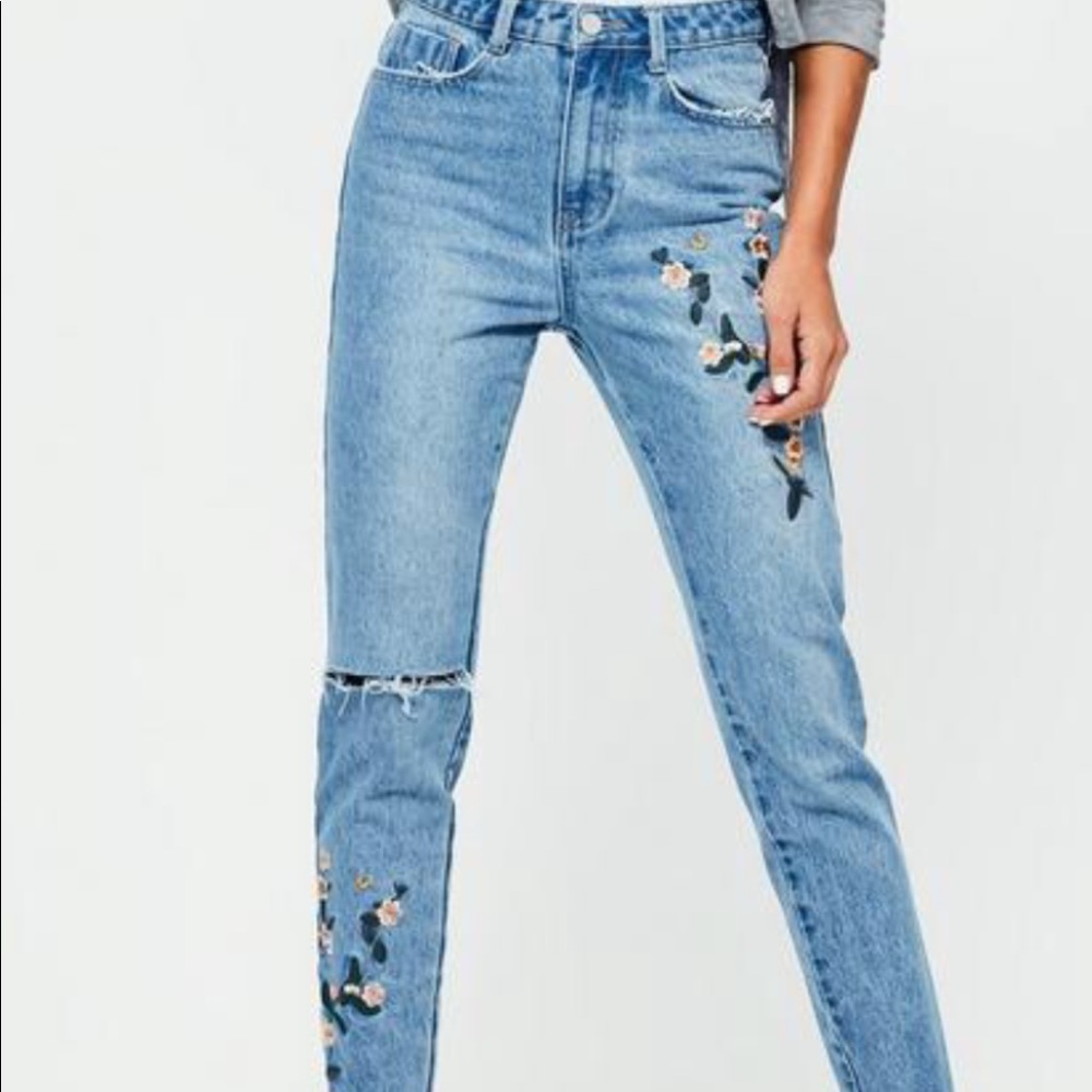 ISO floral embroidered skinny jeans